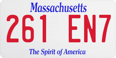 MA license plate 261EN7