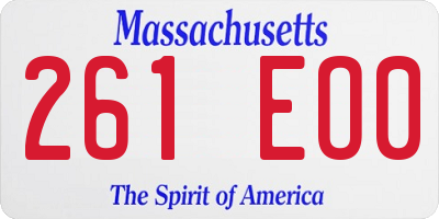 MA license plate 261EO0