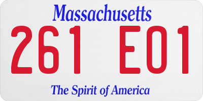 MA license plate 261EO1