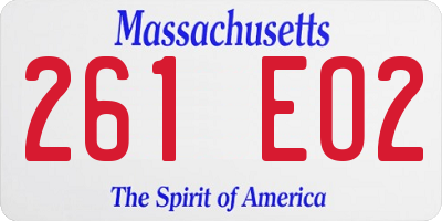 MA license plate 261EO2