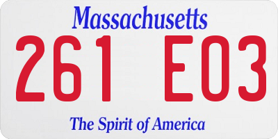 MA license plate 261EO3