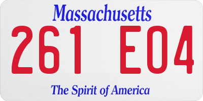 MA license plate 261EO4
