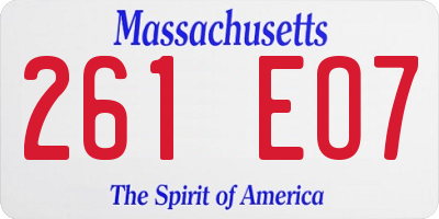 MA license plate 261EO7