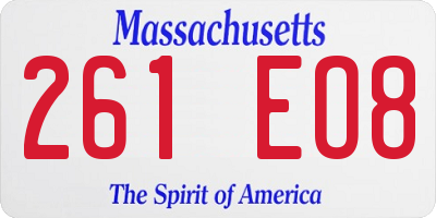 MA license plate 261EO8