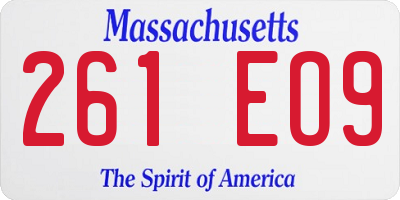 MA license plate 261EO9