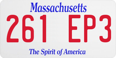 MA license plate 261EP3