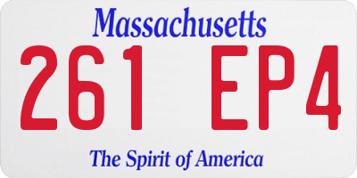 MA license plate 261EP4