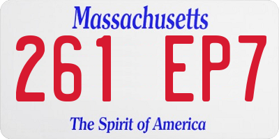 MA license plate 261EP7