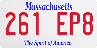MA license plate 261EP8