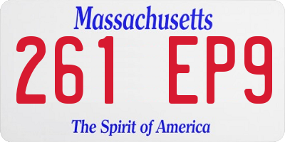 MA license plate 261EP9