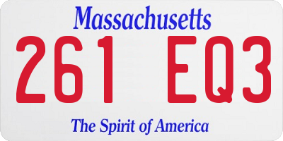 MA license plate 261EQ3
