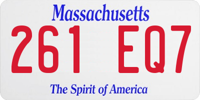 MA license plate 261EQ7