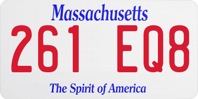 MA license plate 261EQ8