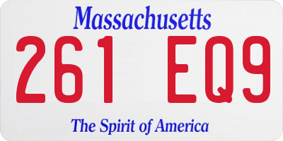 MA license plate 261EQ9