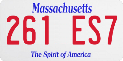 MA license plate 261ES7