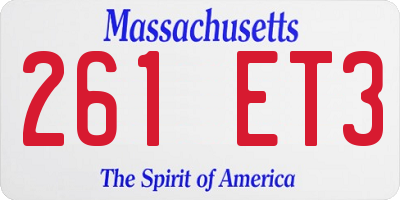 MA license plate 261ET3