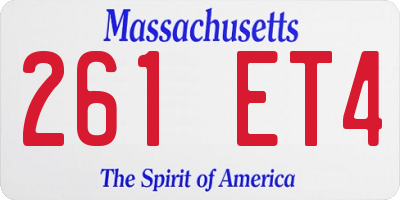 MA license plate 261ET4