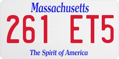 MA license plate 261ET5