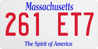 MA license plate 261ET7
