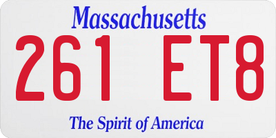 MA license plate 261ET8