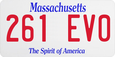 MA license plate 261EV0