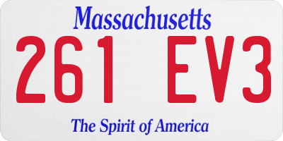 MA license plate 261EV3