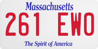 MA license plate 261EW0