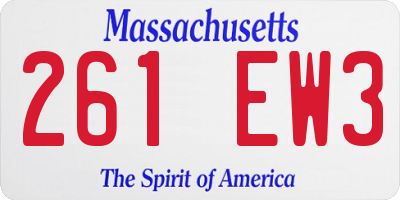 MA license plate 261EW3