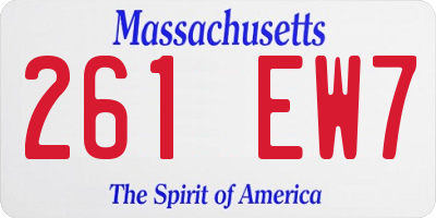 MA license plate 261EW7