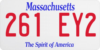 MA license plate 261EY2