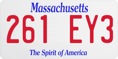 MA license plate 261EY3
