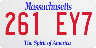 MA license plate 261EY7