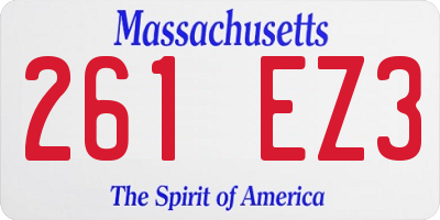 MA license plate 261EZ3
