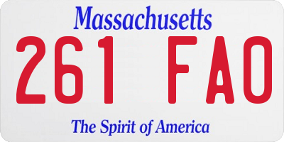 MA license plate 261FA0