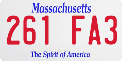 MA license plate 261FA3