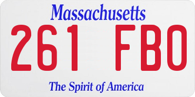 MA license plate 261FB0