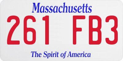 MA license plate 261FB3
