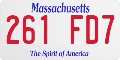 MA license plate 261FD7