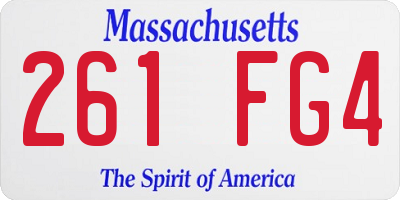 MA license plate 261FG4