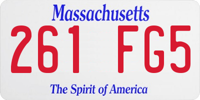 MA license plate 261FG5