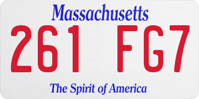 MA license plate 261FG7