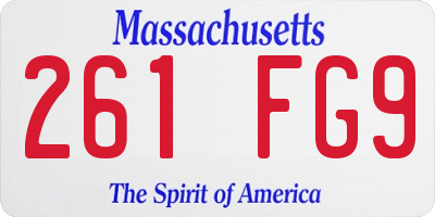 MA license plate 261FG9