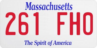 MA license plate 261FH0