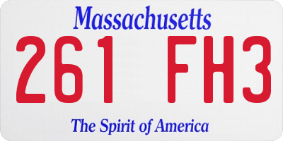 MA license plate 261FH3