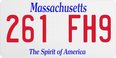 MA license plate 261FH9