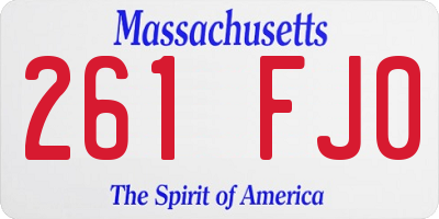 MA license plate 261FJ0