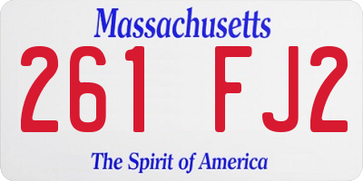 MA license plate 261FJ2