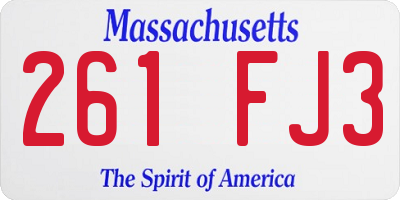 MA license plate 261FJ3