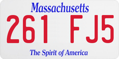MA license plate 261FJ5