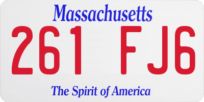 MA license plate 261FJ6